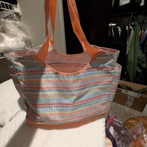 Thirty-one Vibrant Multicolor Striped Tote Bag